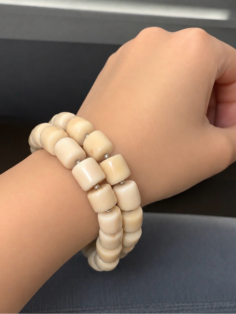 Silpada Bamboo Coral Sterling Stretch Bracelet Set - Picture 5 of 5